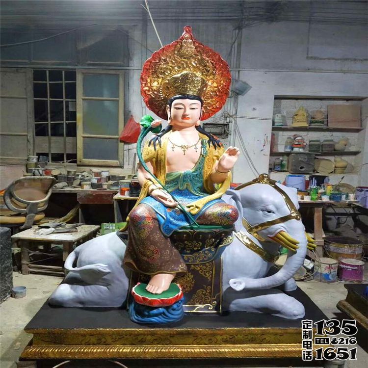 玻璃鋼彩繪寺廟人物景觀佛像文殊普賢雕塑 玻璃鋼彩繪寺廟人物景觀佛像文殊普賢雕塑