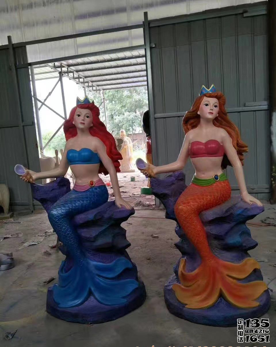 玻璃鋼卡通美人魚雕塑 戶外商場美陳裝飾品擺件 玻璃鋼卡通美人魚雕塑 戶外商場美陳裝飾品擺件
