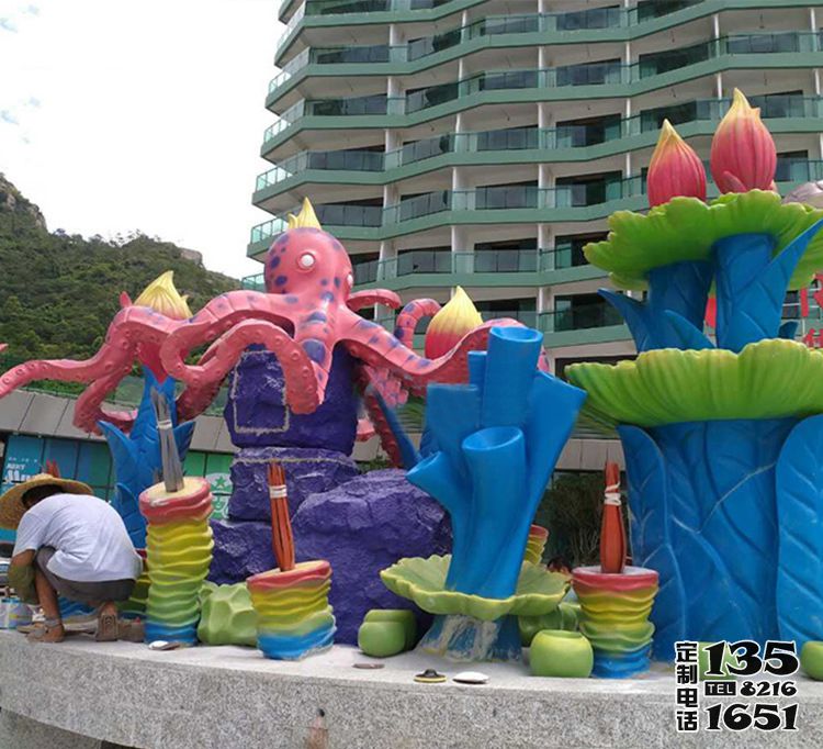 兒童游樂場(chǎng)玻璃鋼卡通章魚景觀主題雕塑 兒童游樂場(chǎng)玻璃鋼卡通章魚景觀主題雕塑